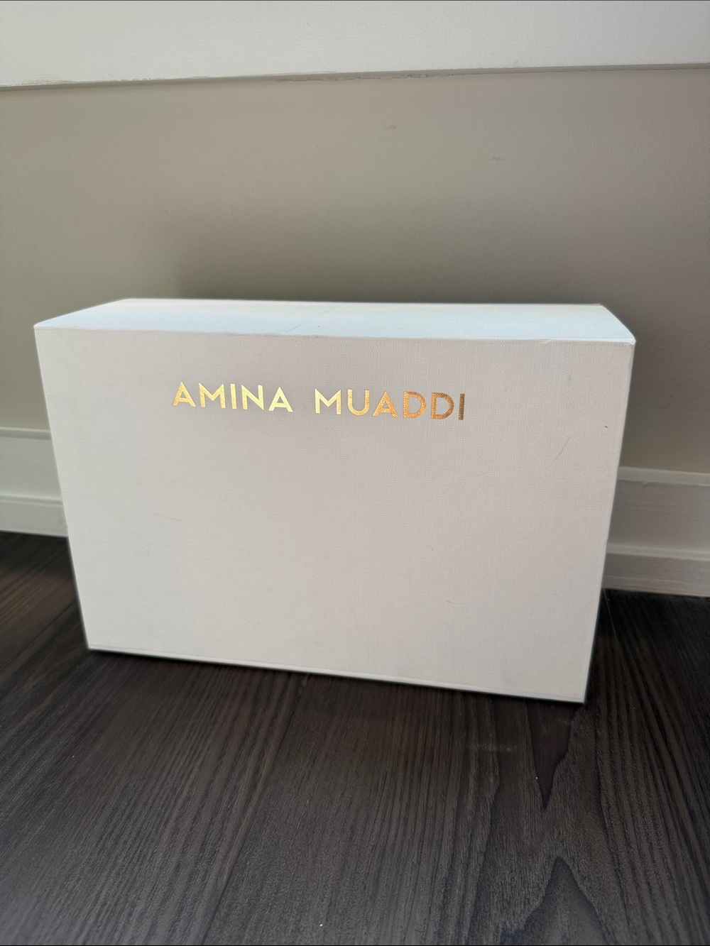 Amina Muaddi empty shoe box